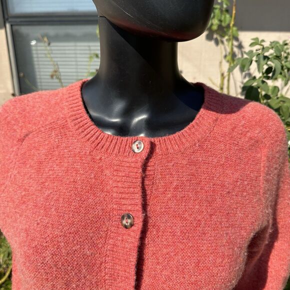 Pendleton Lambswool Cardigan Womens Size Large Sweater Orange Pockets Preppy - Picture 2 of 8